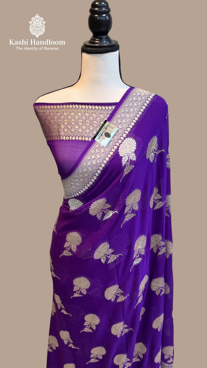 Banaras Handloom Khaddi Georgette Saree Water Zari