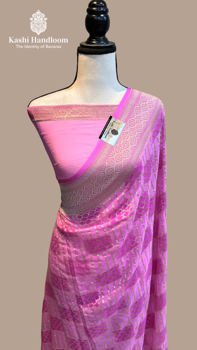 Banaras Handloom Khaddi Georgette Saree Water Zari