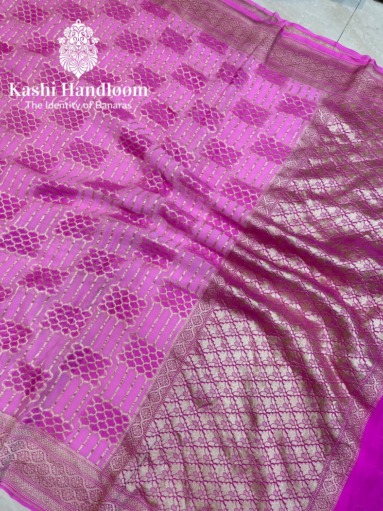 Banaras Handloom Khaddi Georgette Saree Water Zari