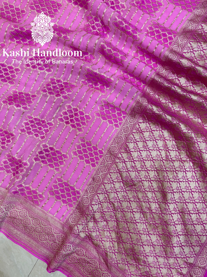 Banaras Handloom Khaddi Georgette Saree Water Zari