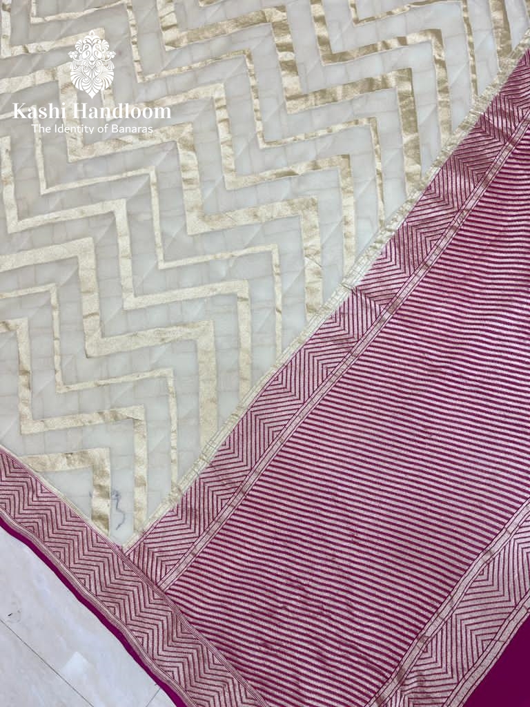 Banaras Handloom Khaddi Georgette Saree Water Zari