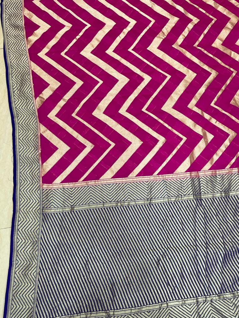 Banaras Handloom Khaddi Georgette Saree Water Zari