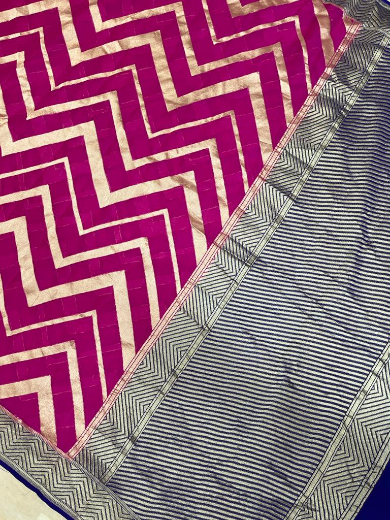 Banaras Handloom Khaddi Georgette Saree Water Zari