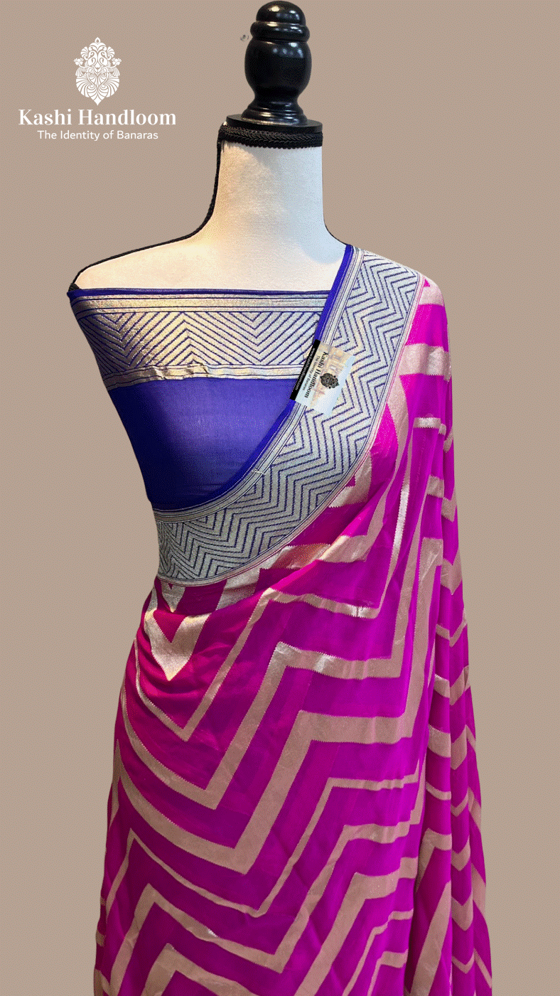 Banaras Handloom Khaddi Georgette Saree Water Zari