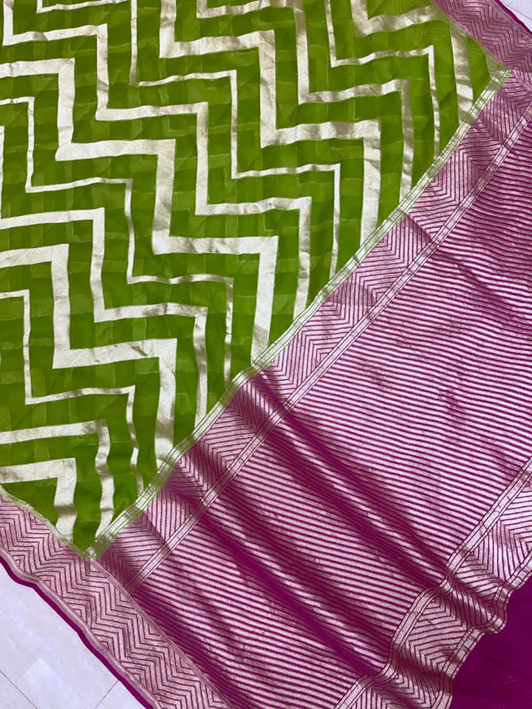 Banaras Handloom Khaddi Georgette Saree Water Zari