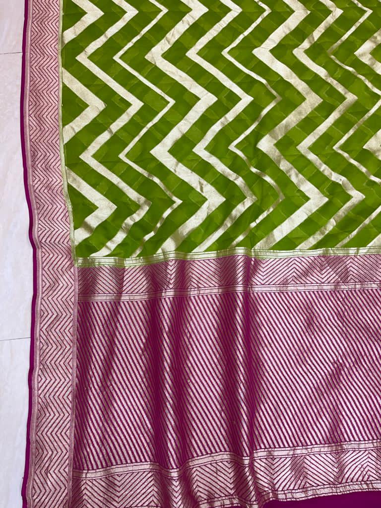 Banaras Handloom Khaddi Georgette Saree Water Zari