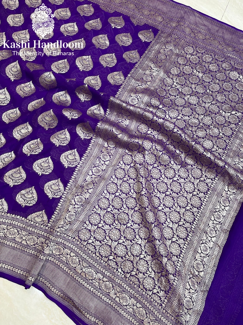 Banaras Handloom Khaddi Georgette Saree Water Zari