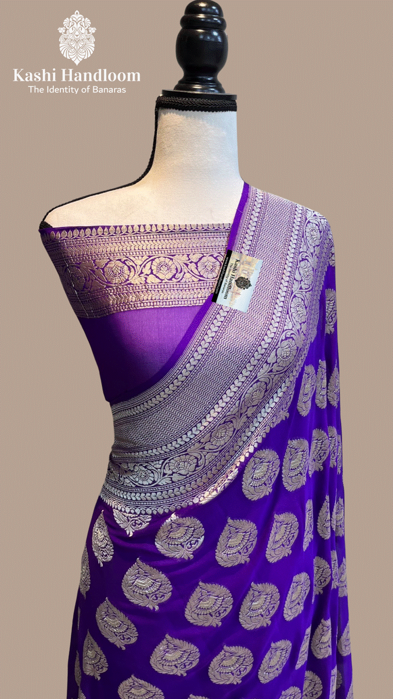 Banaras Handloom Khaddi Georgette Saree Water Zari