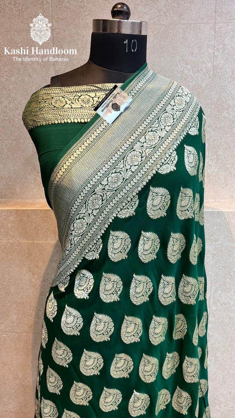 Banaras Handloom Khaddi Georgette Saree Water Zari