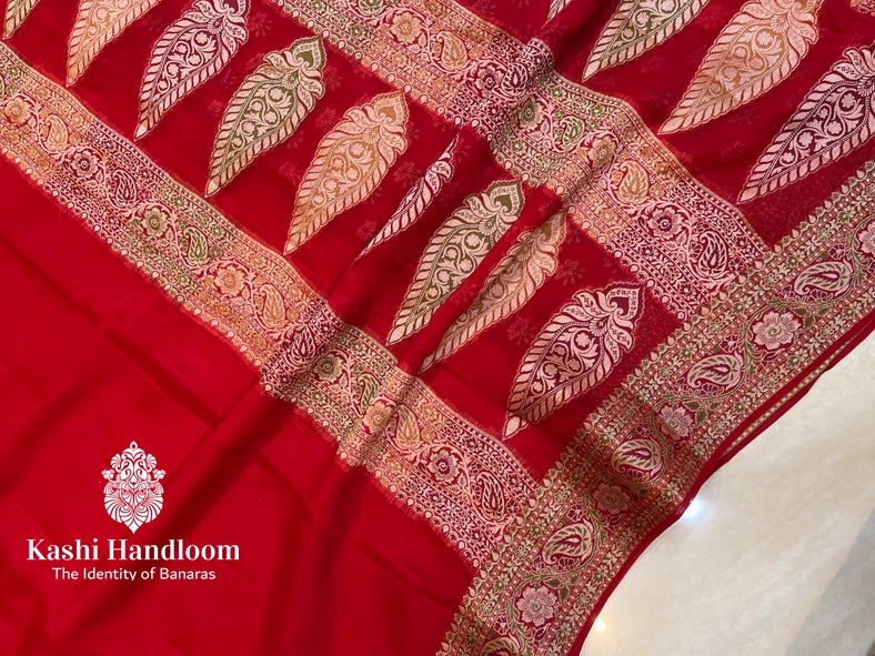 Banaras Handloom Pure Khaddi Chiffon Saree