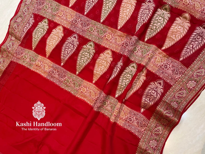 Banaras Handloom Pure Khaddi Chiffon Saree