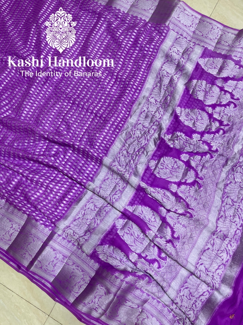 Banaras Handloom Pure Khaddi Chiffon Saree