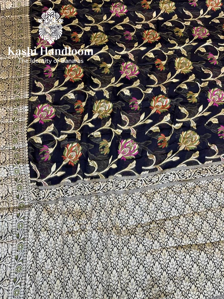 Banaras Handloom Pure Khaddi Chiffon Saree