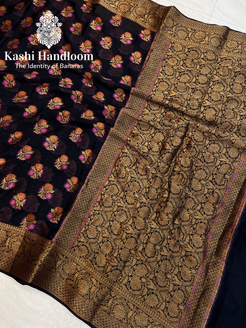 Banaras Handloom Pure Khaddi Chiffon Saree