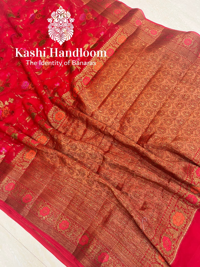 Banaras Handloom Pure Khaddi Chiffon Saree