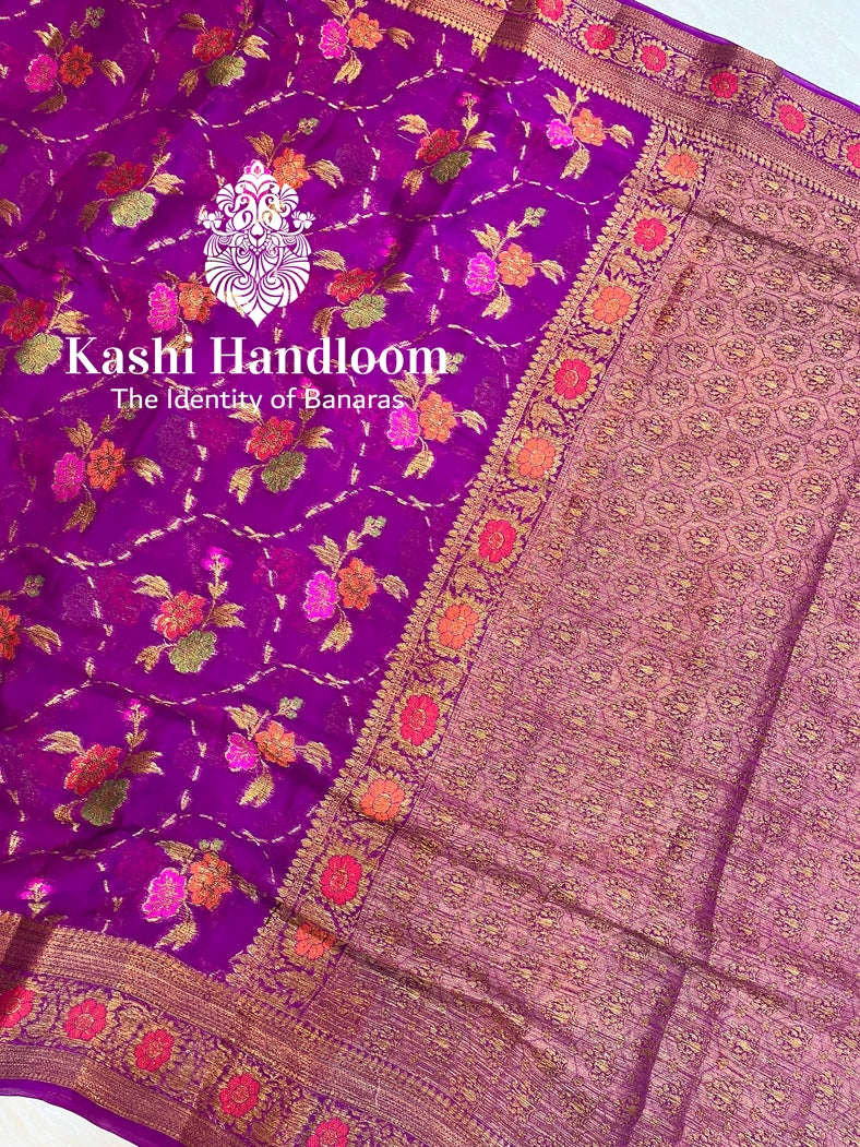 Banaras Handloom Pure Khaddi Chiffon Saree