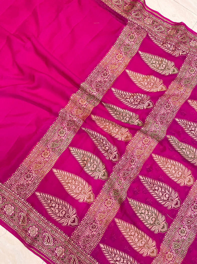 Banaras Handloom Pure Khaddi Chiffon Saree