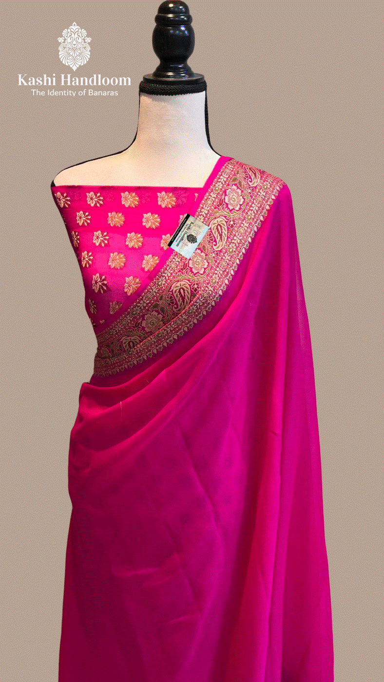 Banaras Handloom Pure Khaddi Chiffon Saree
