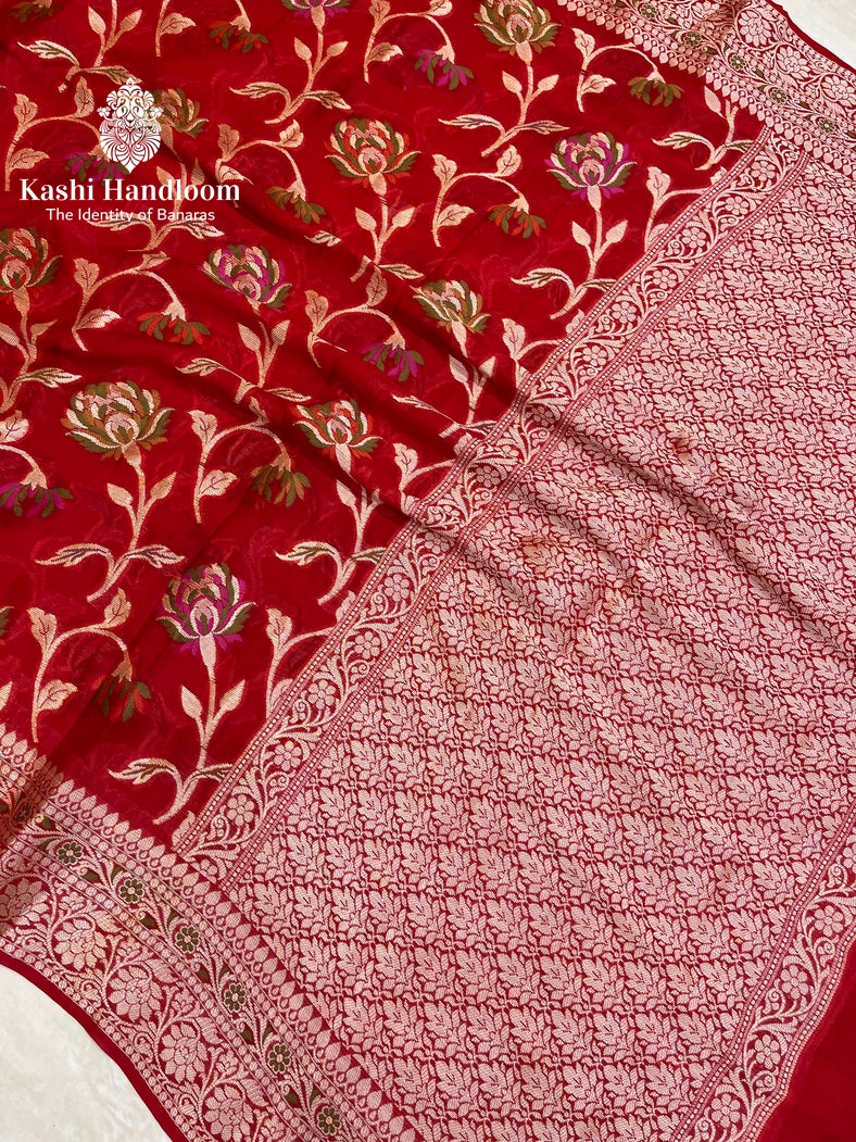 Banaras Handloom Pure Khaddi Chiffon Saree