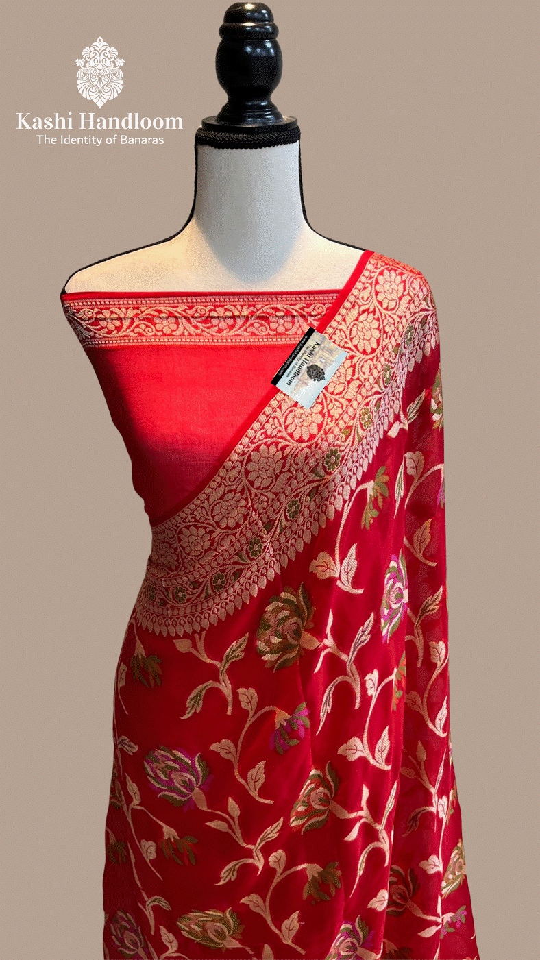 Banaras Handloom Pure Khaddi Chiffon Saree