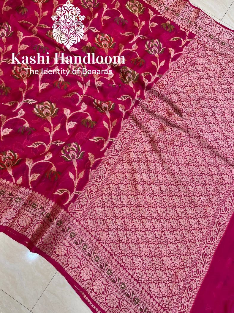 Banaras Handloom Pure Khaddi Chiffon Saree