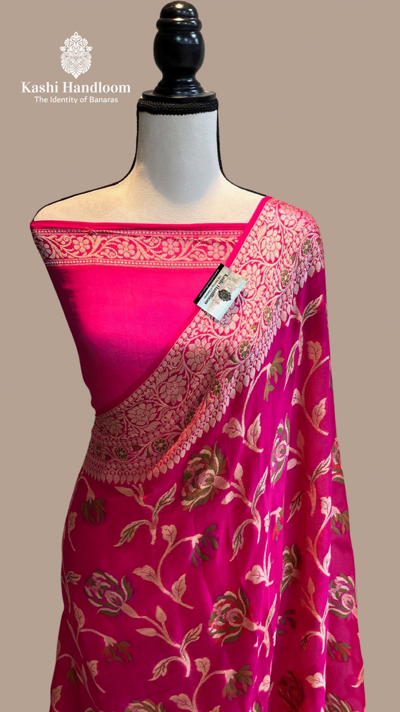 Banaras Handloom Pure Khaddi Chiffon Saree