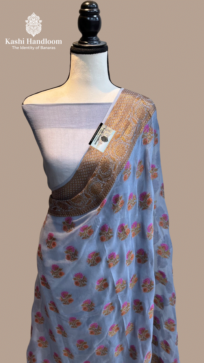 Banaras Handloom Pure Khaddi Chiffon Saree