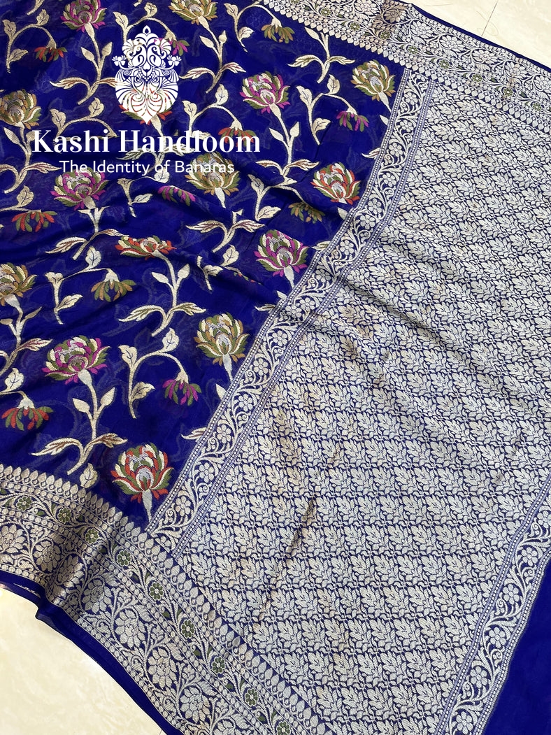 Banaras Handloom Pure Khaddi Chiffon Saree