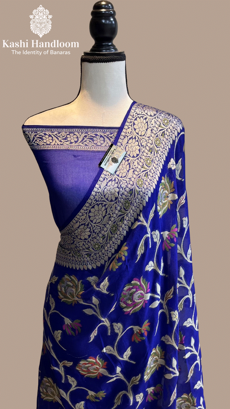 Banaras Handloom Pure Khaddi Chiffon Saree