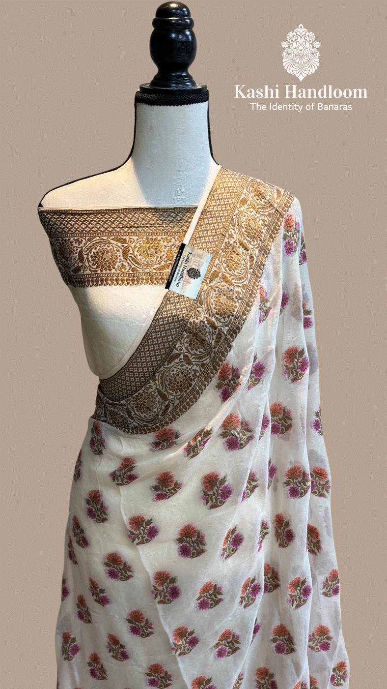 Banaras Handloom Pure Khaddi Chiffon Saree