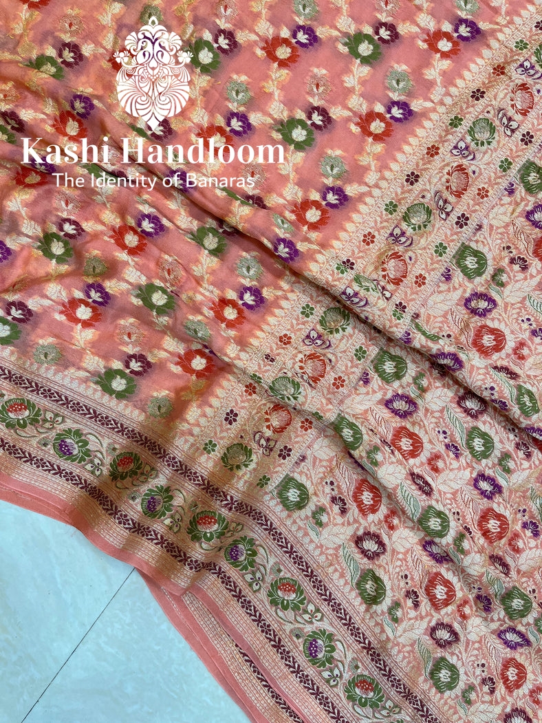Banaras Handloom Pure Khaddi chiffon Saree