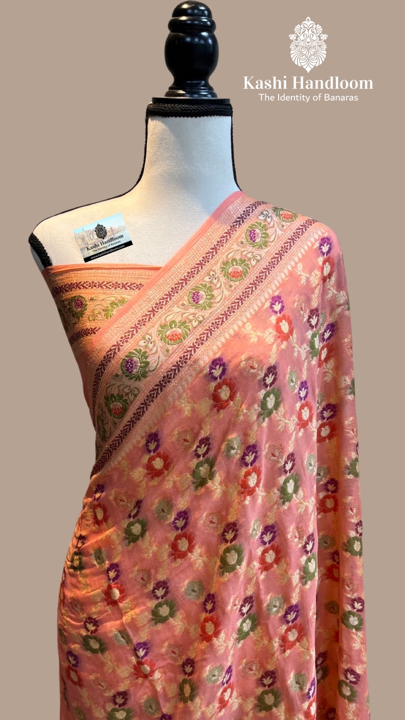 Banaras Handloom Pure Khaddi chiffon Saree