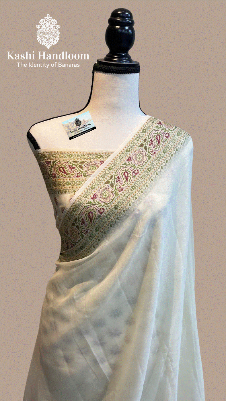 Banaras Handloom Pure Khaddi Chiffon Saree