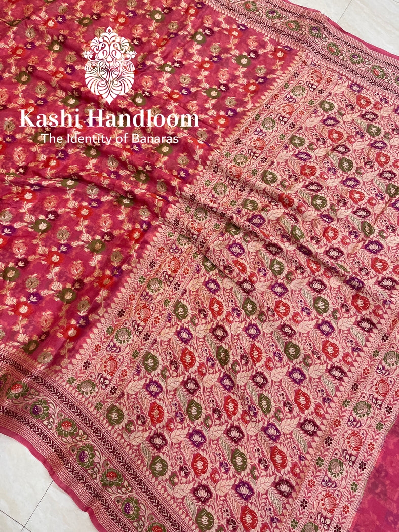 Banaras Handloom Pure Khaddi Chiffon Saree