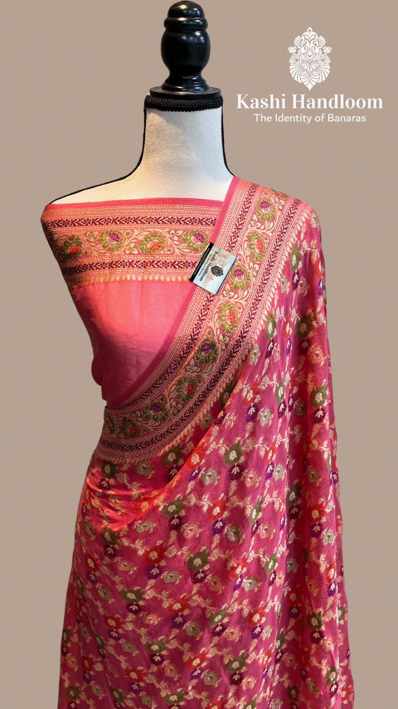 Banaras Handloom Pure Khaddi Chiffon Saree