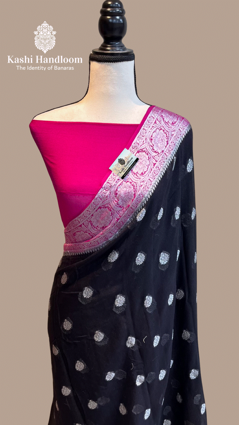 Banaras Handloom Pure Khaddi Chiffon Saree