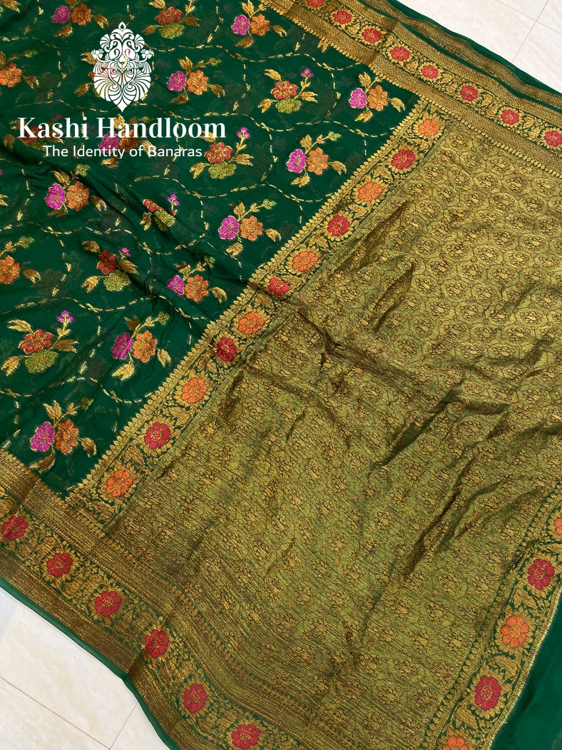 Banaras Handloom Pure Khaddi Chiffon Saree