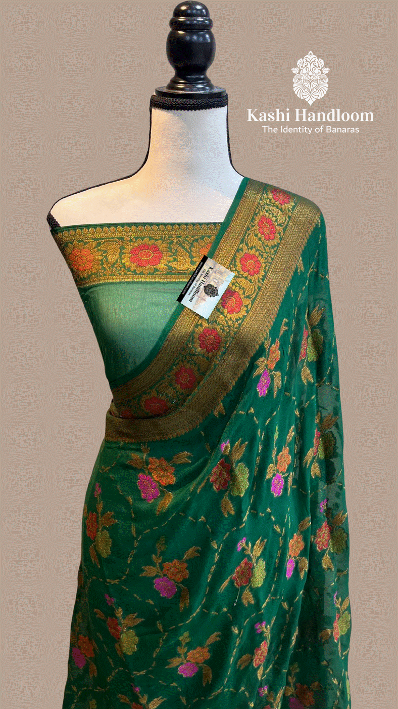 Banaras Handloom Pure Khaddi Chiffon Saree
