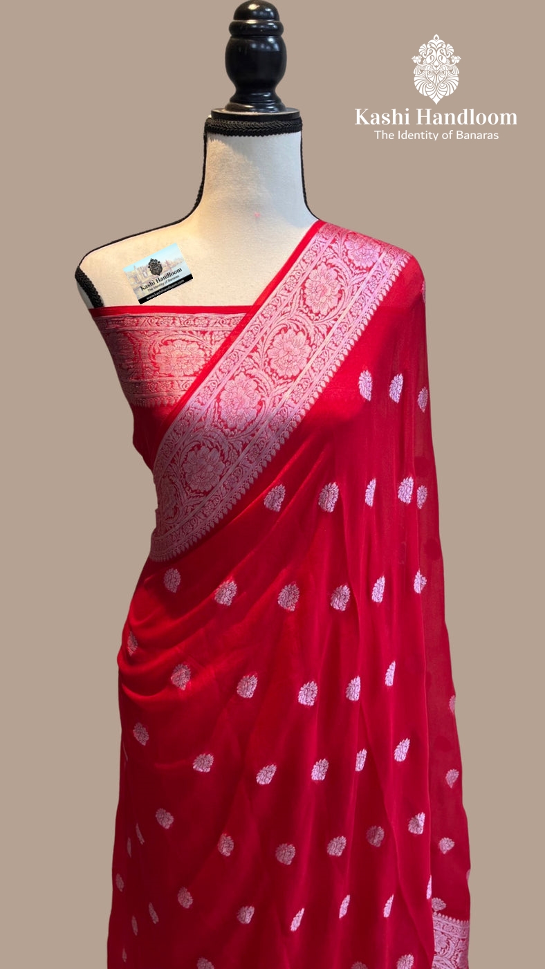 Banaras Handloom Pure Khaddi Chiffon Saree
