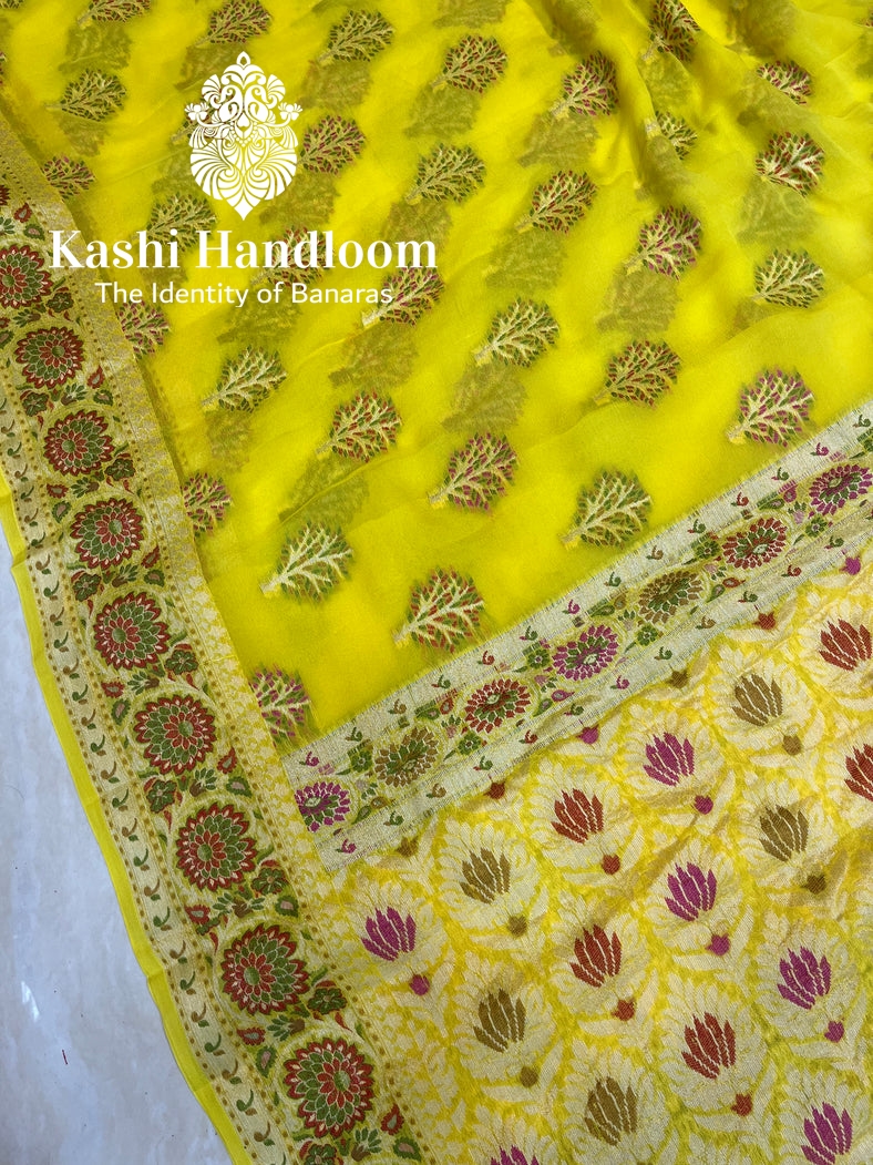 Banaras Handloom Pure Khaddi Chiffon Saree