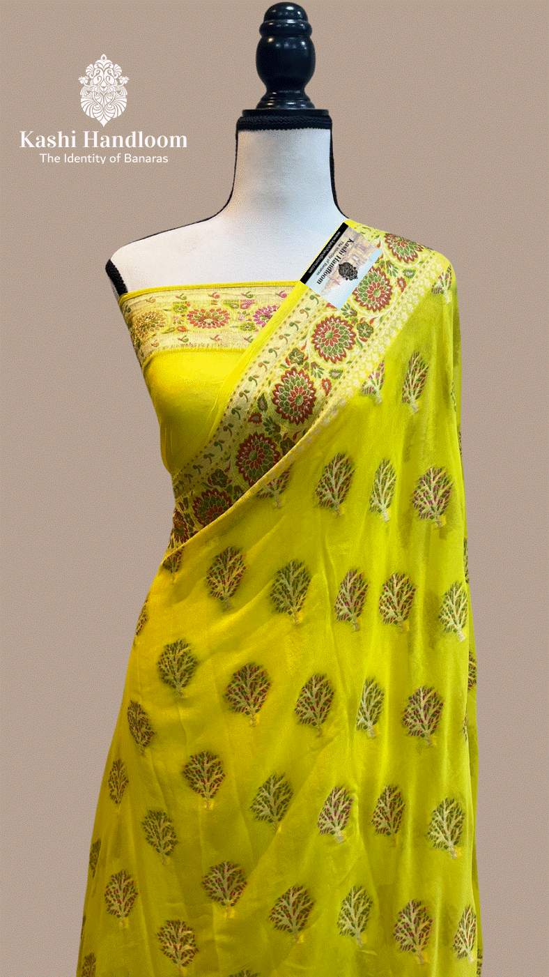Banaras Handloom Pure Khaddi Chiffon Saree