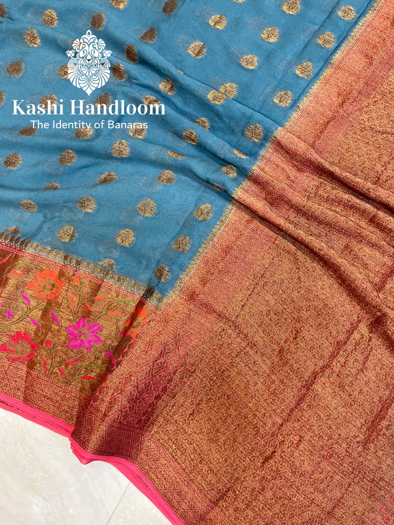 Banaras Handloom Pure Khaddi Chiffon Saree