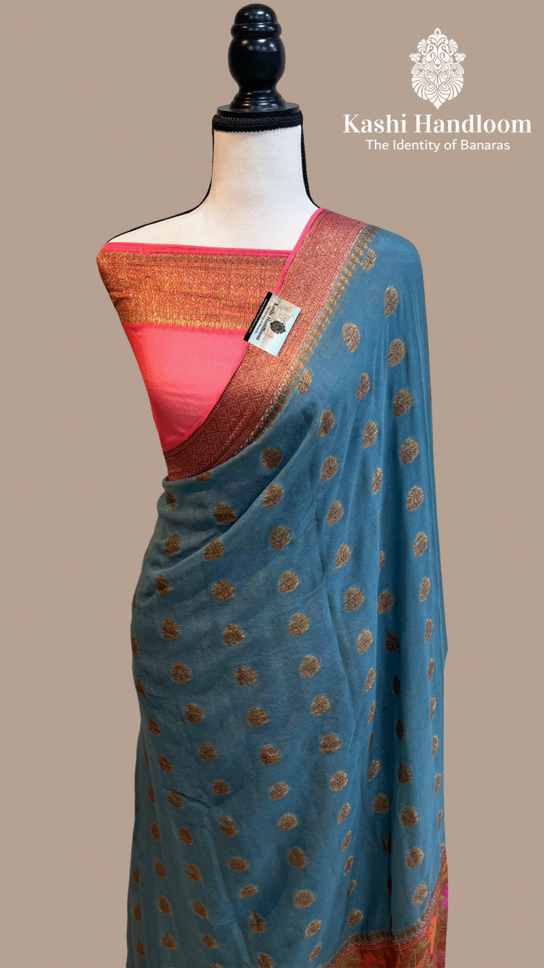 Banaras Handloom Pure Khaddi Chiffon Saree