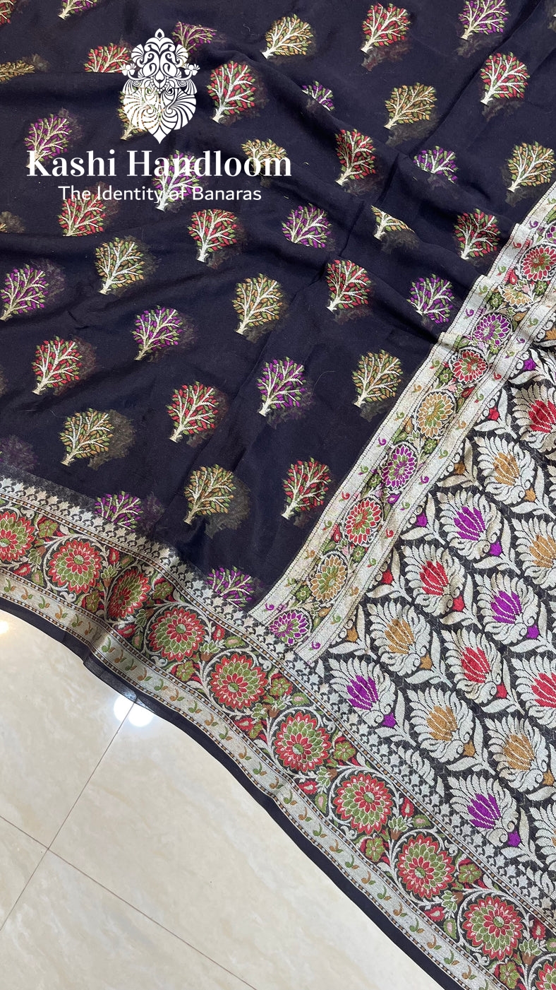 Banaras Handloom Pure Khaddi Chiffon Saree