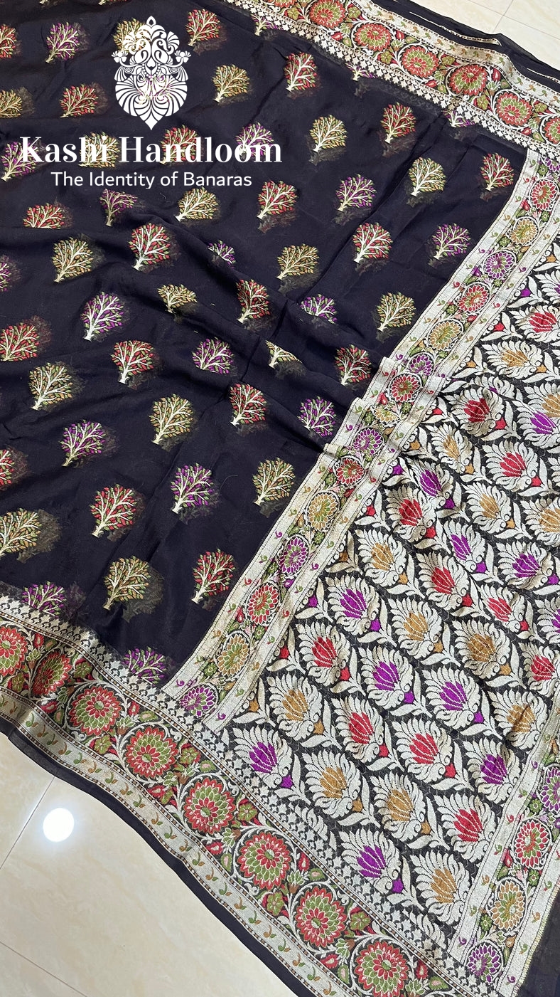 Banaras Handloom Pure Khaddi Chiffon Saree