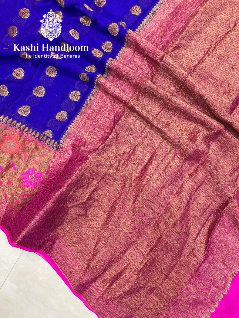 Banaras Handloom Pure Khaddi Chiffon Saree