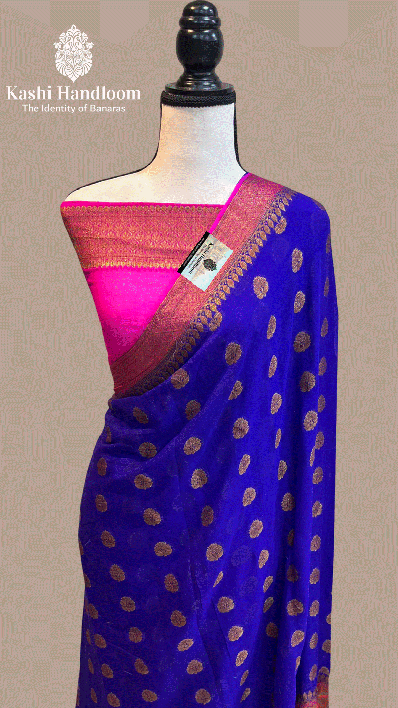 Banaras Handloom Pure Khaddi Chiffon Saree