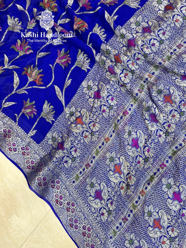 Banaras Handloom Pure Khaddi Chiffon Saree