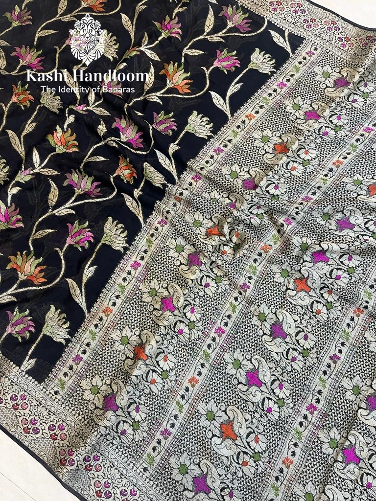 Banaras Handloom Pure Khaddi Chiffon Saree