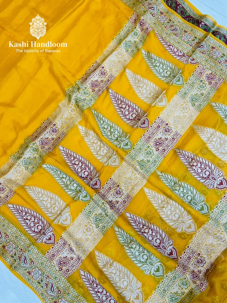 Banaras Handloom Pure Khaddi Chiffon Saree
